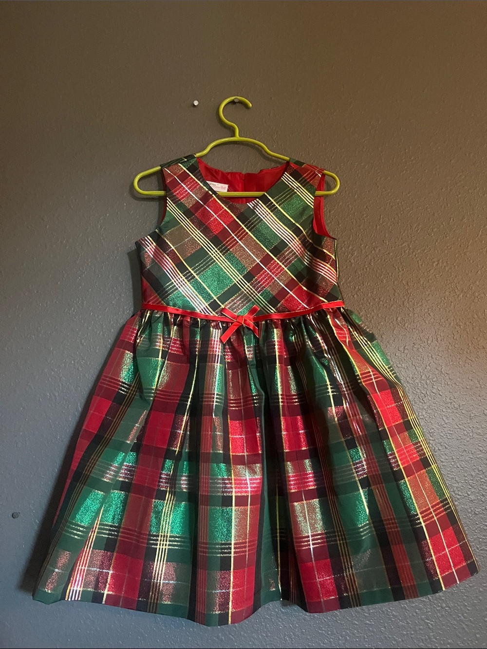 Bonnie Jean Red and Green Plaid Holiday Dress
